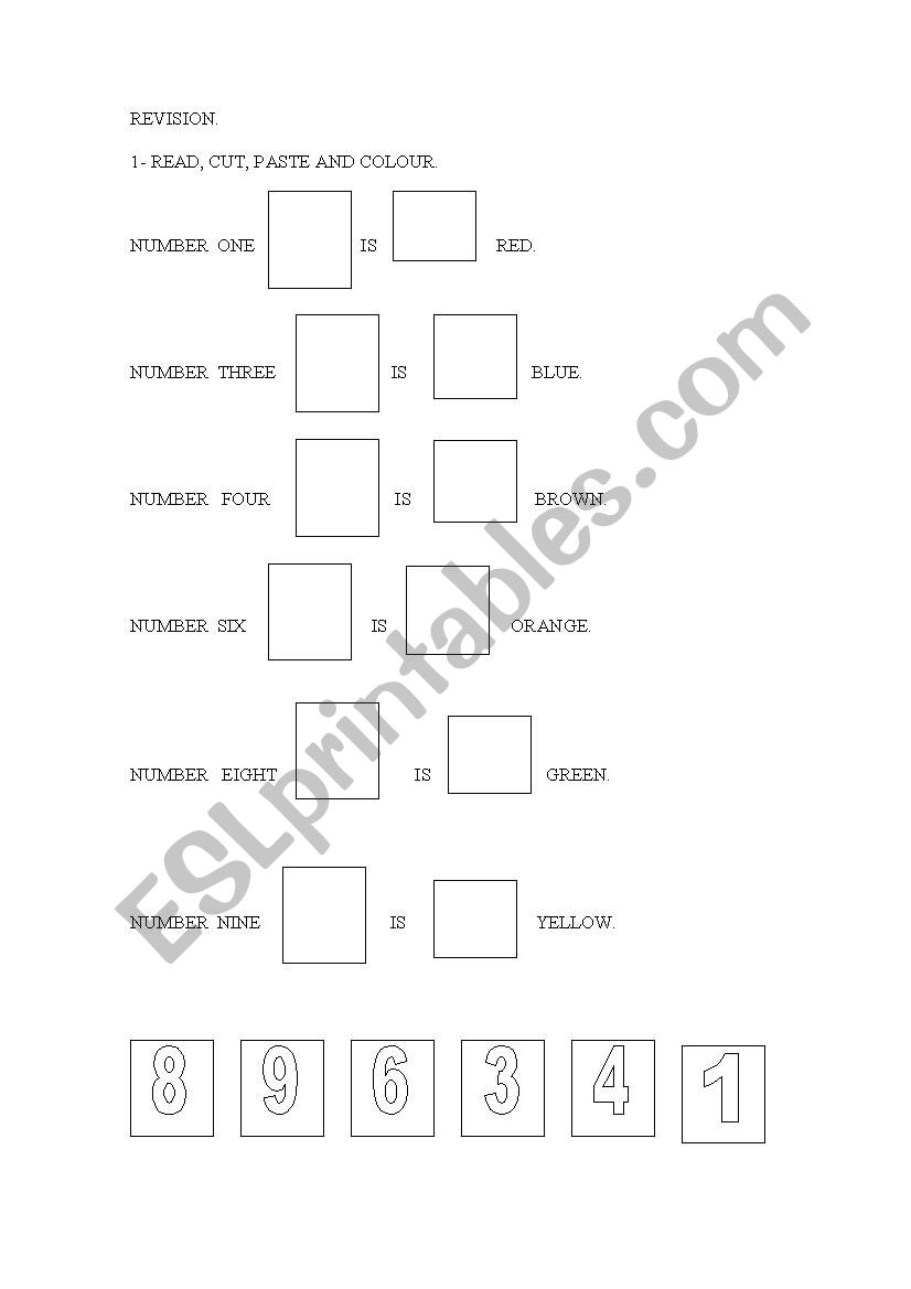 numbers and colours worksheet