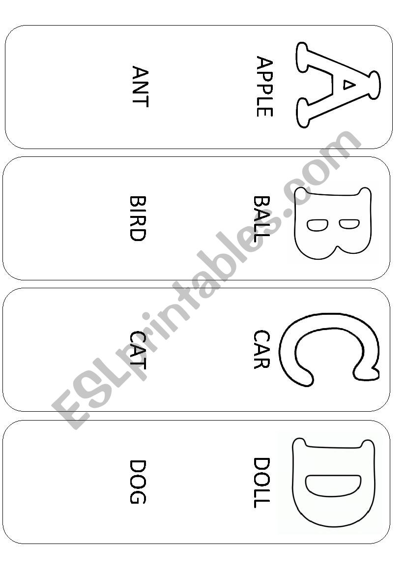 ABC bookmarks (part 1) worksheet