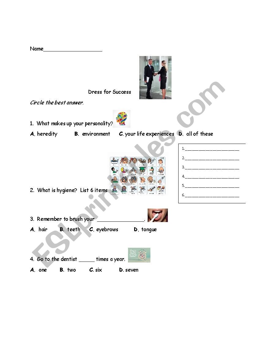 dress for success esl worksheet by rileyje