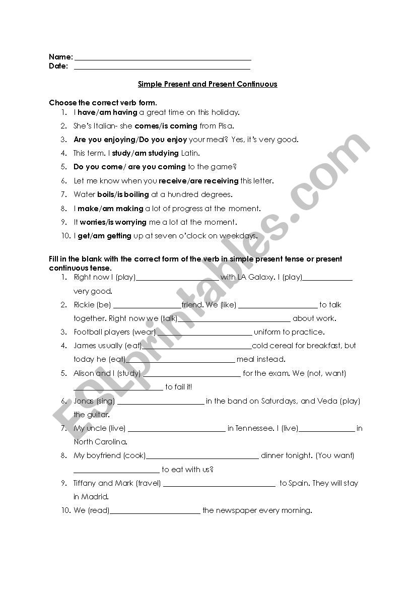 Present simple or continuous - ESL worksheet by ShaimaaH