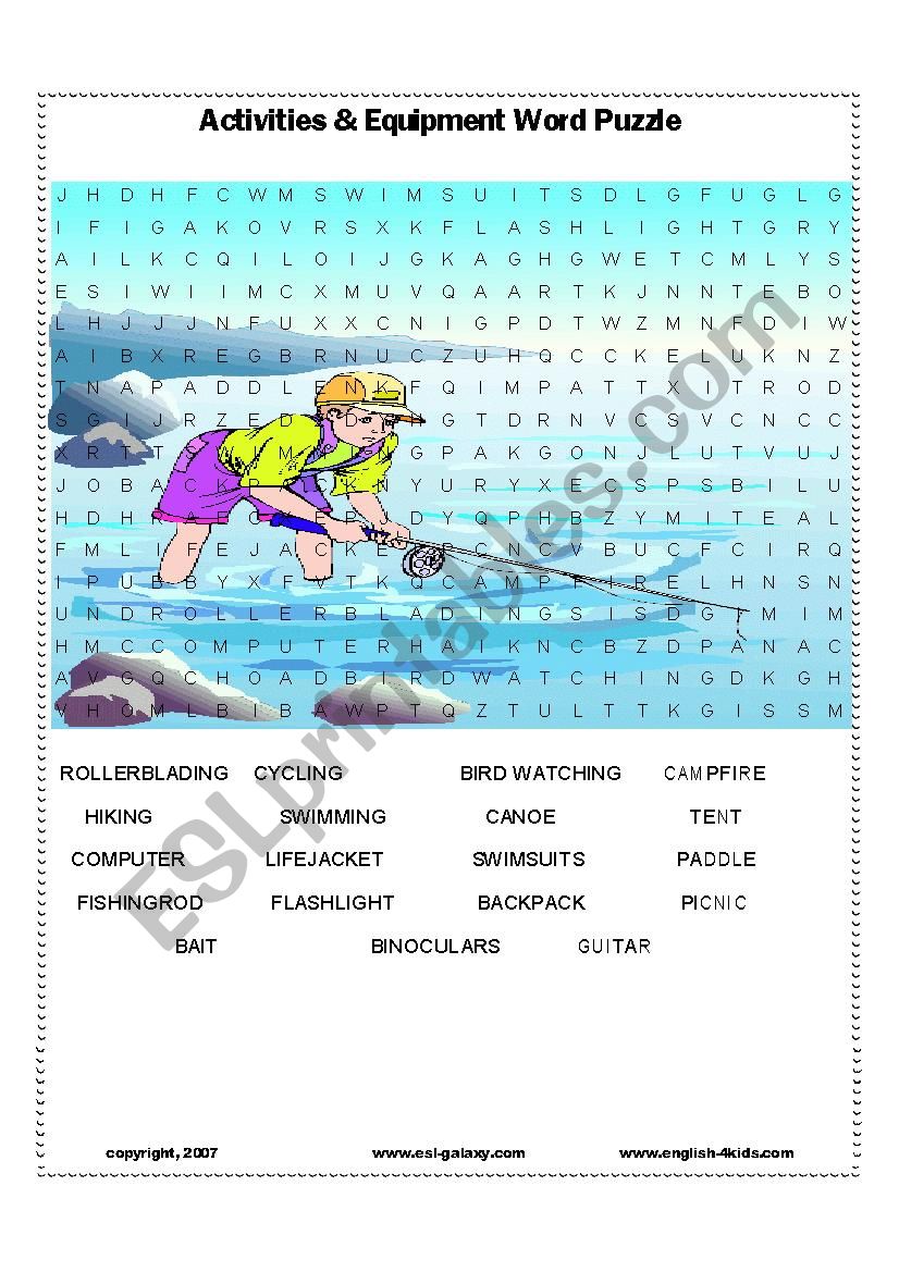 Activities & Equipment Word Puzzle