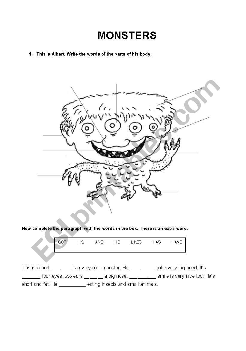 Monsters! worksheet