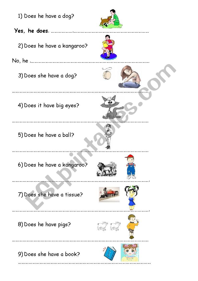 Does/Doesn´t - ESL worksheet by selinamishka