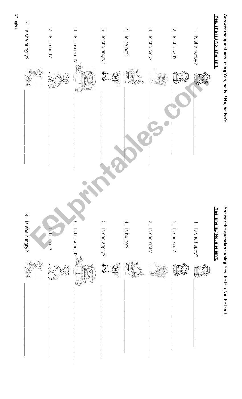 Verb to be and feelings worksheet