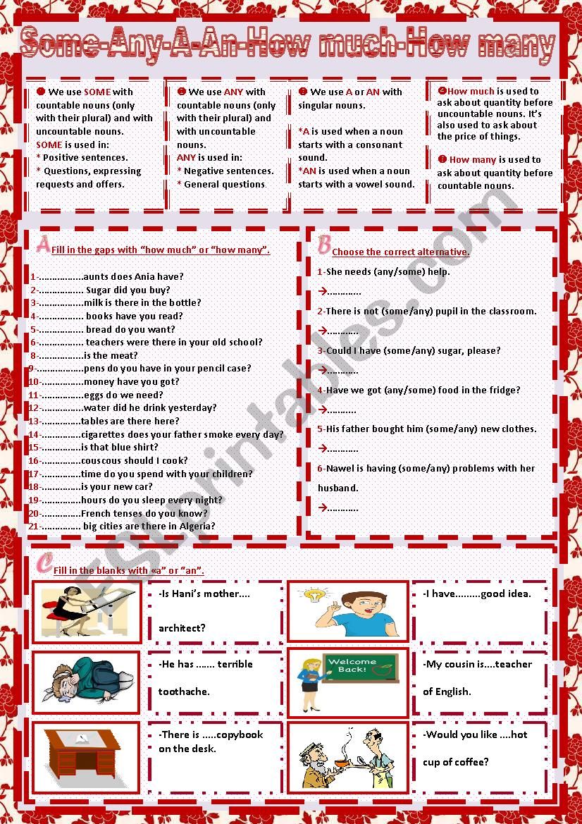some-any-a-an-how much-how many - ESL worksheet by sasuna