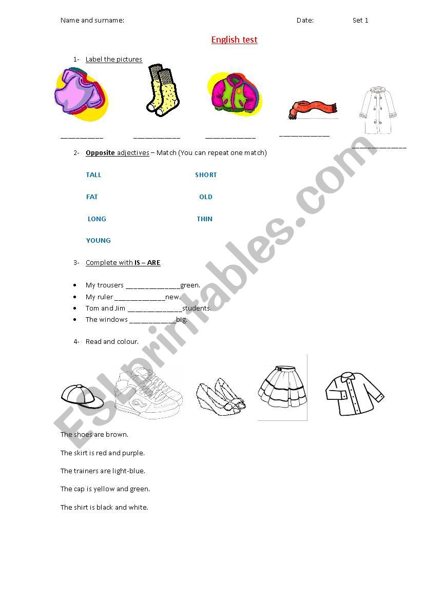 clothes practice worksheet