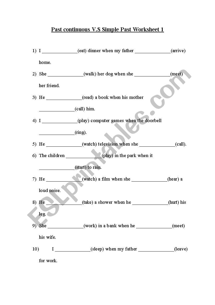 Past continuous V Simple Past Exercise