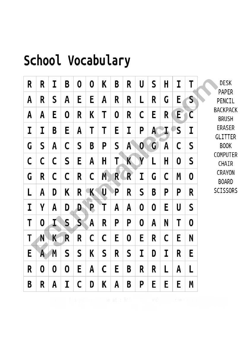 School Vocabulary worksheet