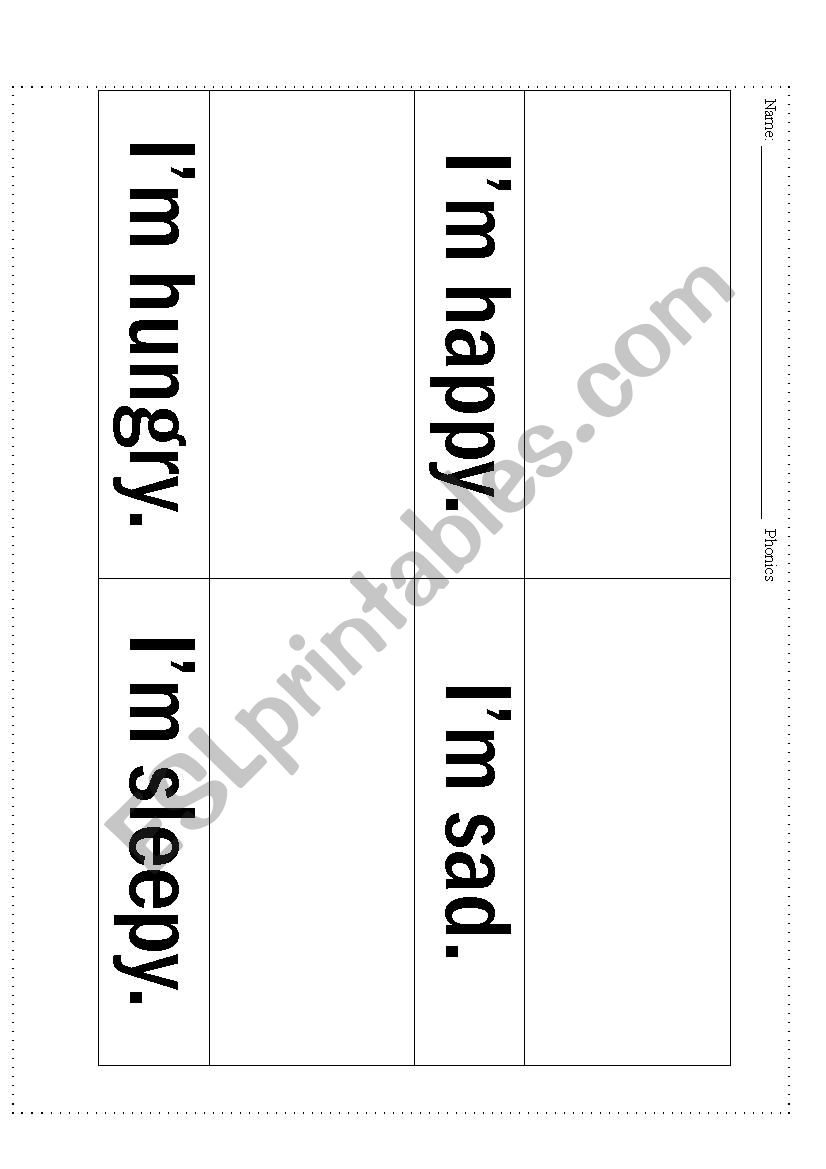 Phonics emotions worksheet