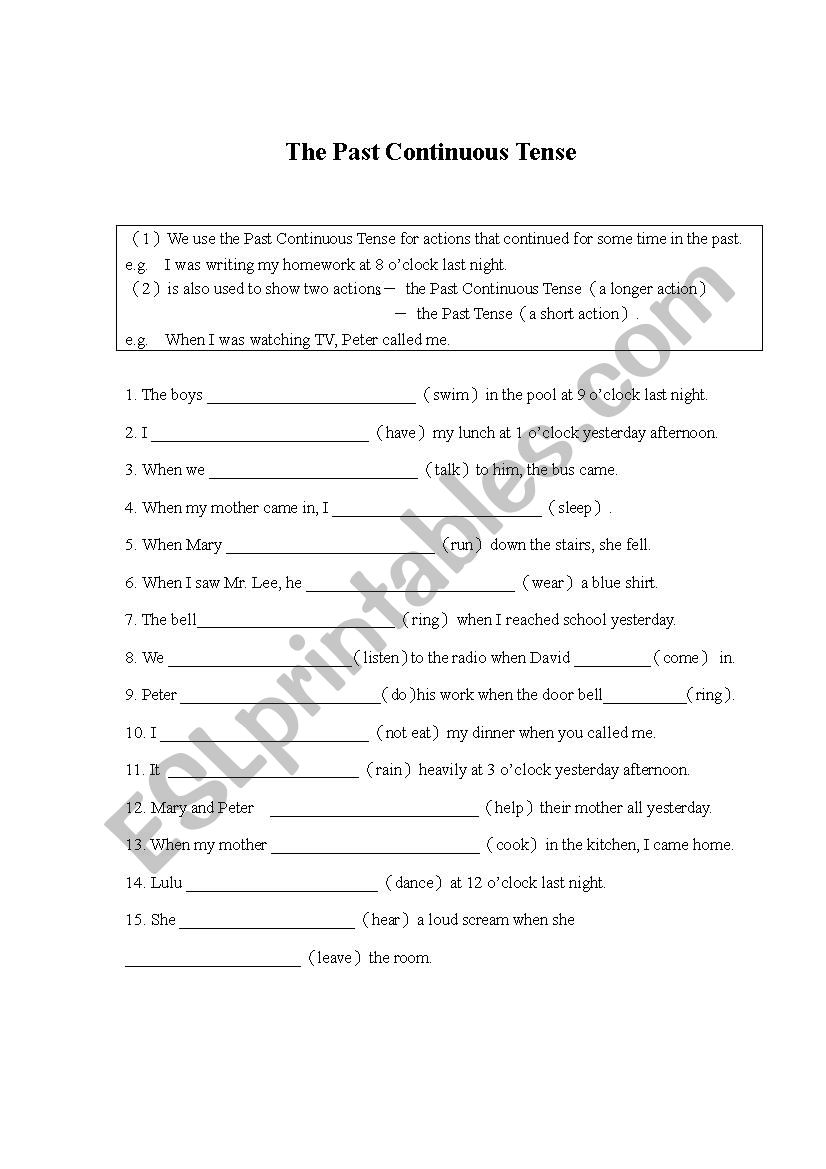 Simple past and past continuous tense