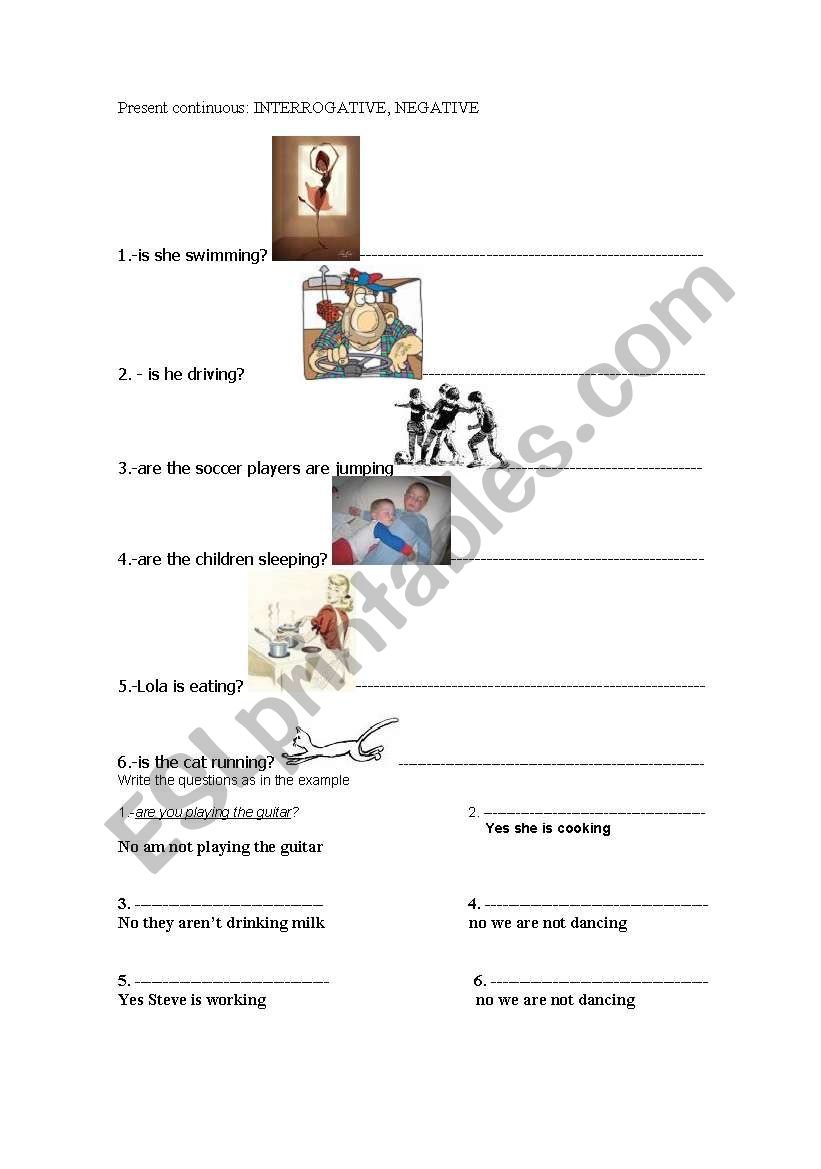 present countinous worksheet