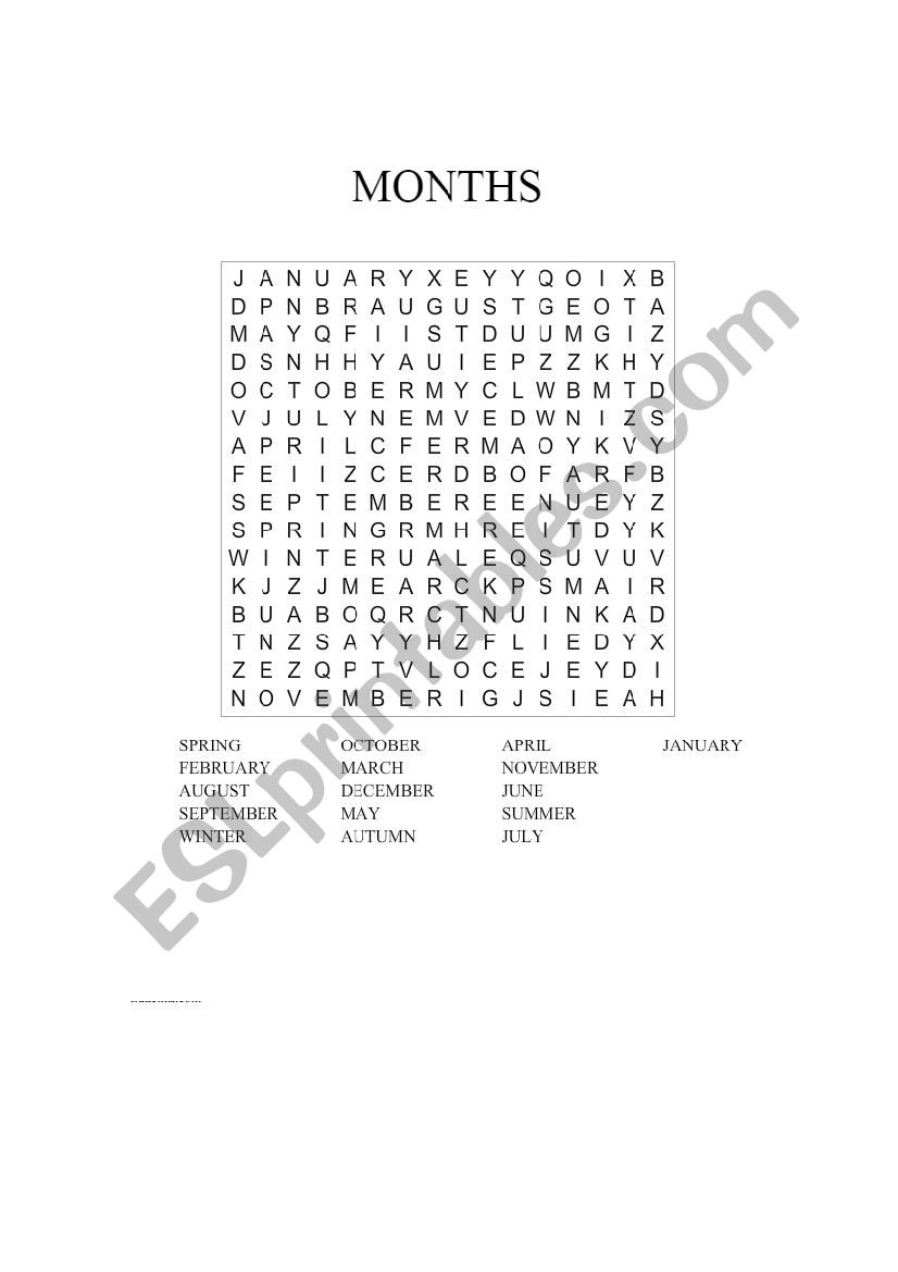 Months & Seasons worksheet