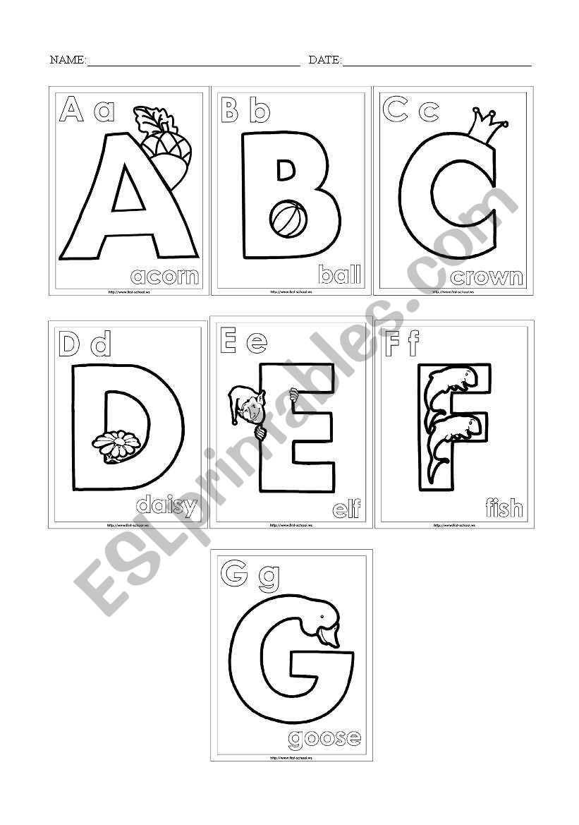 abecedary first part worksheet