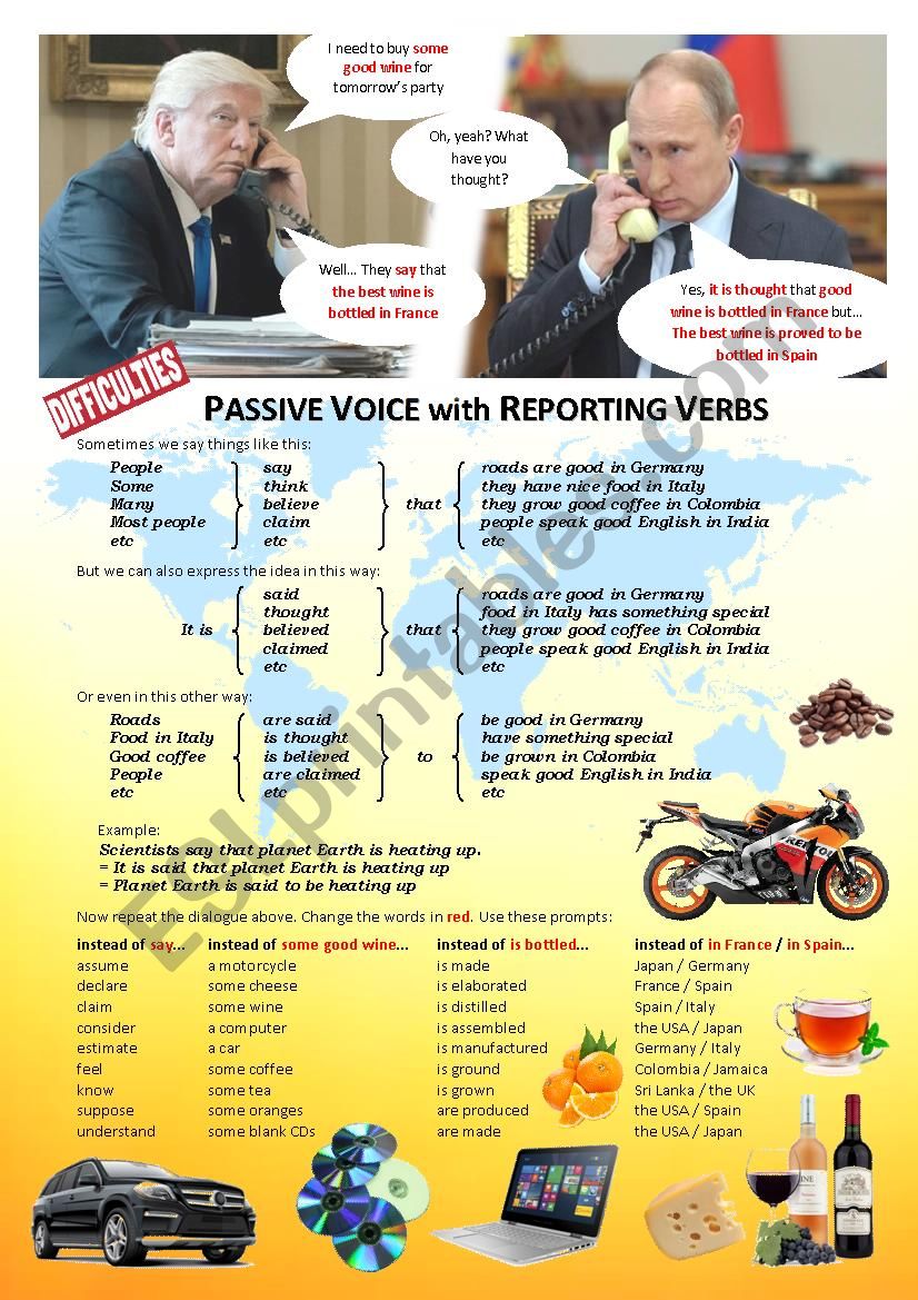  Passive Voice With Reporting Verbs ESL Worksheet By Antonio Oliver