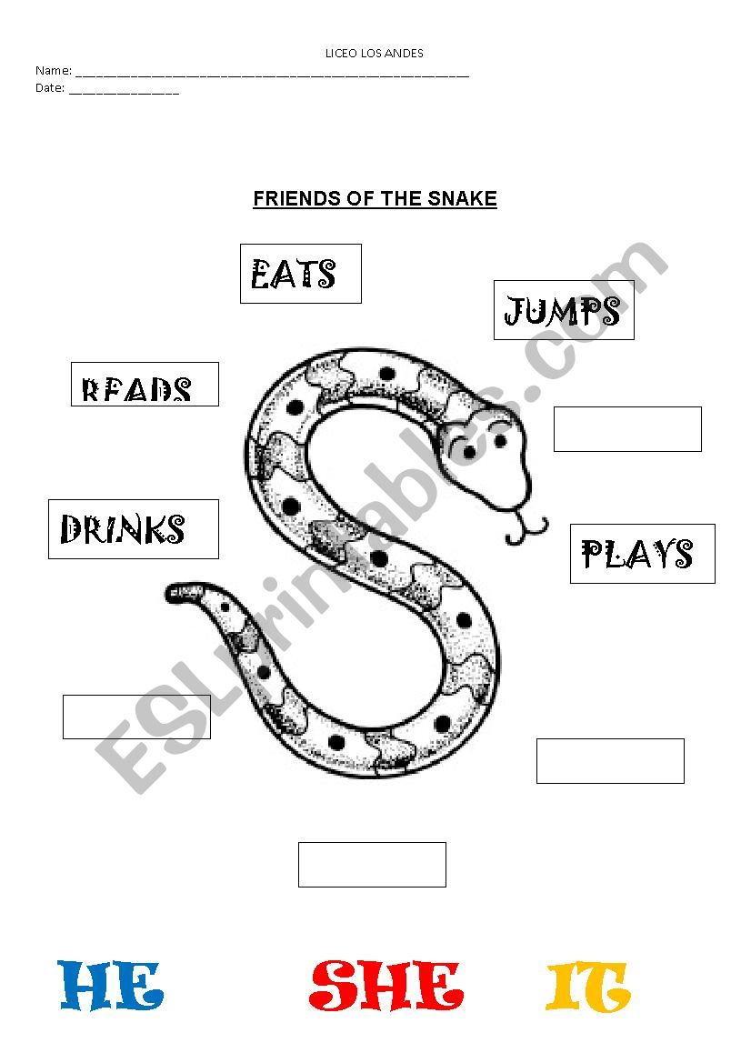 friends of the snake worksheet