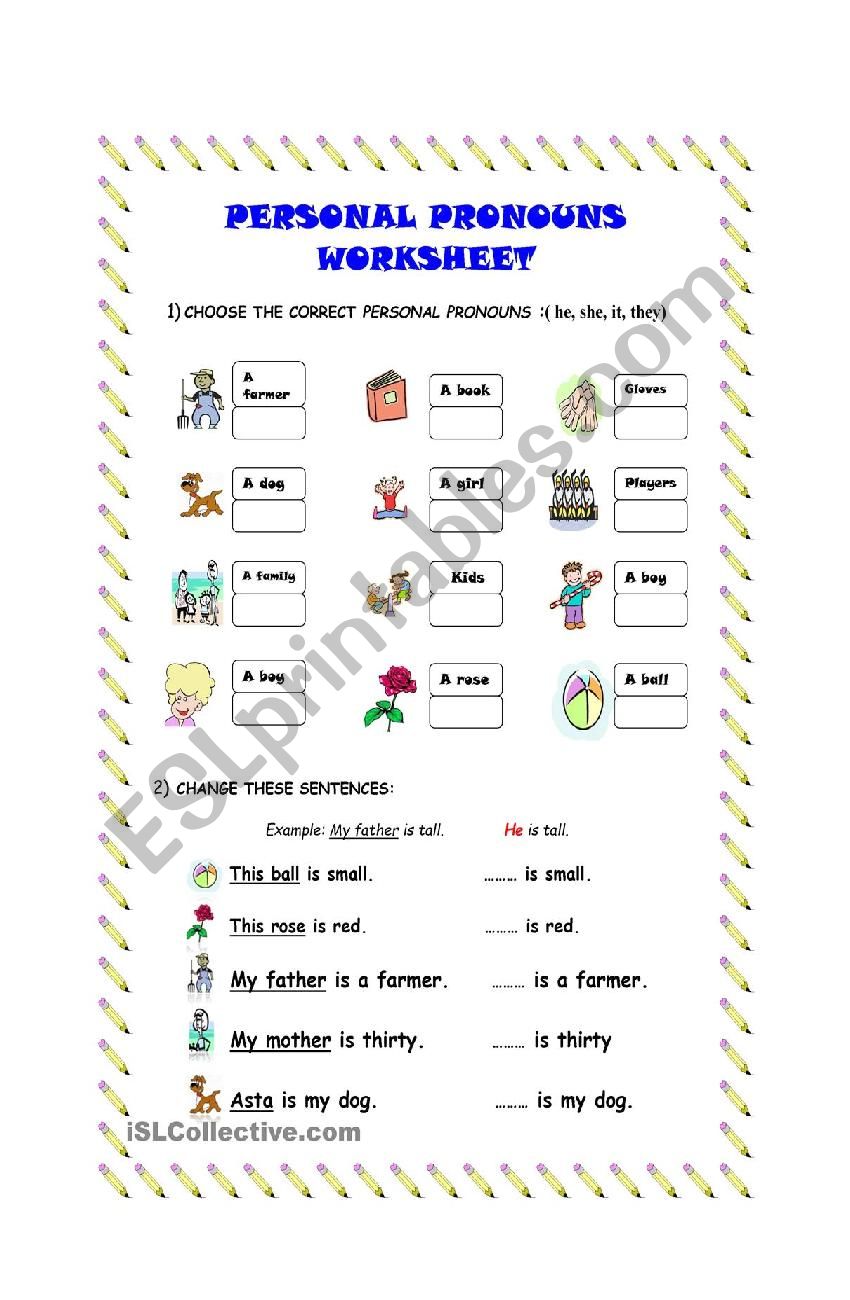 Pronouns Activity Sheets worksheet