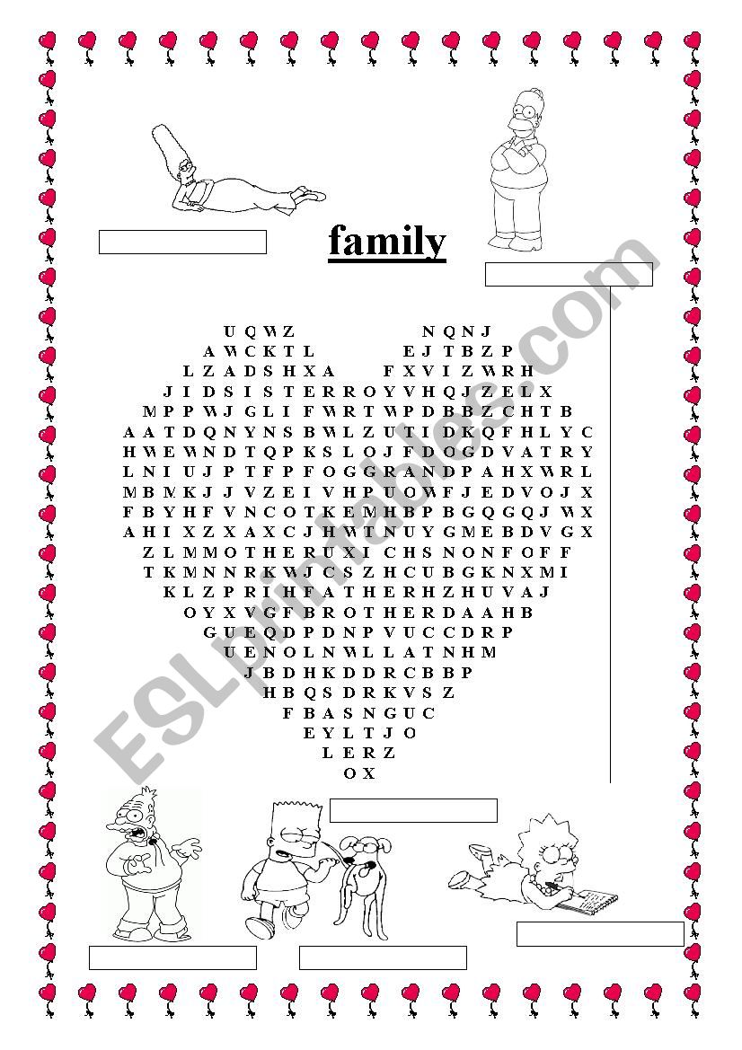 Simpsons Family Word Search II ESL Worksheet By Teachertalitagraca