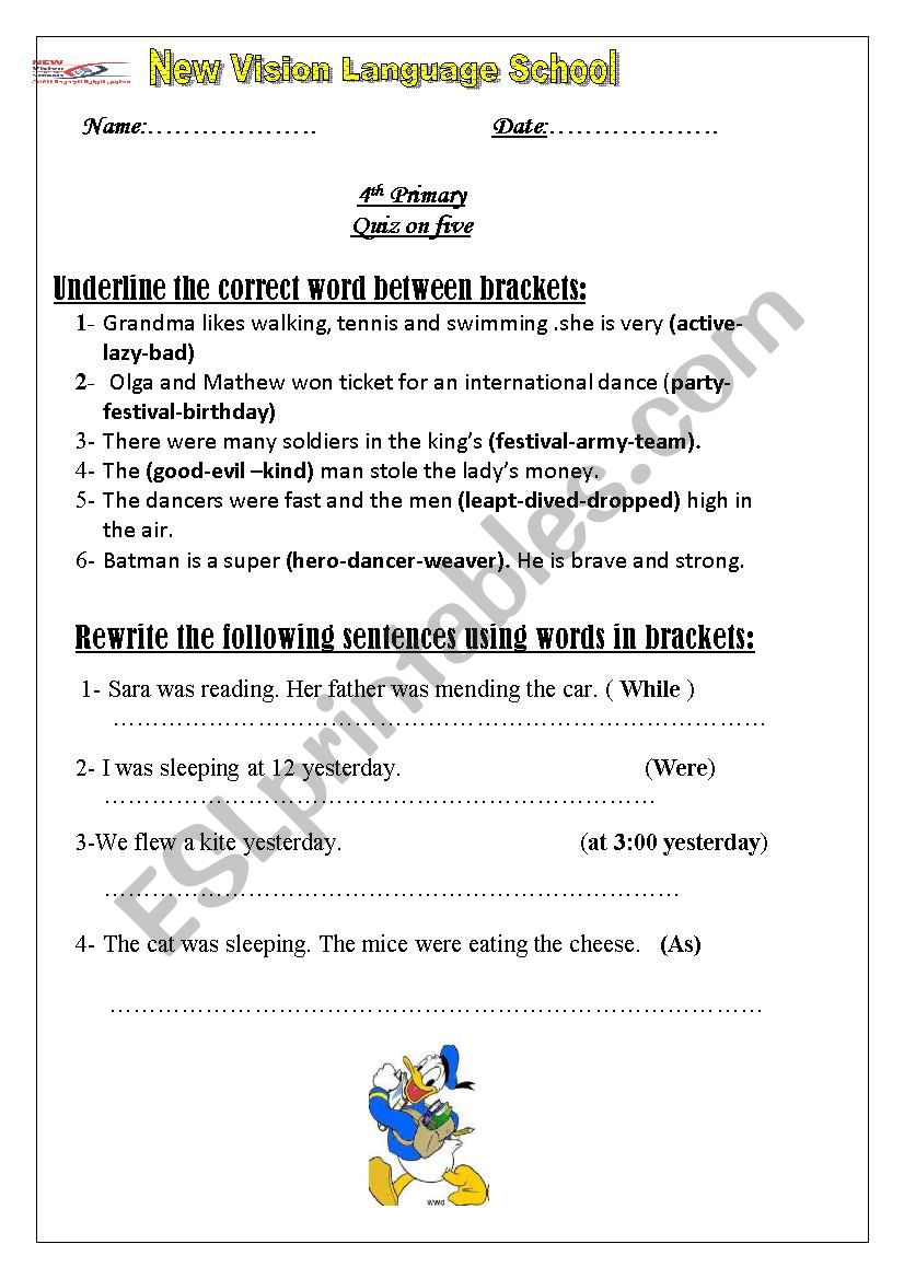 English World worksheet