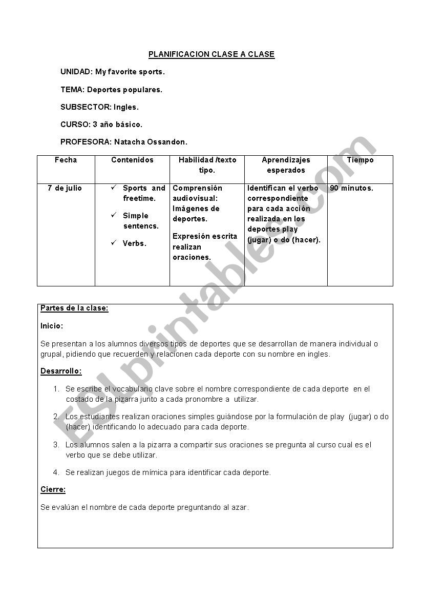 planificacion ingles worksheet