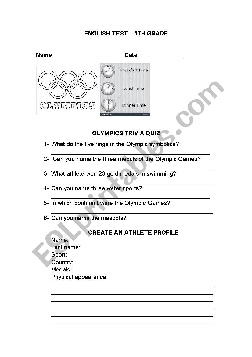The Olympic games - ESL worksheet by andrerepe
