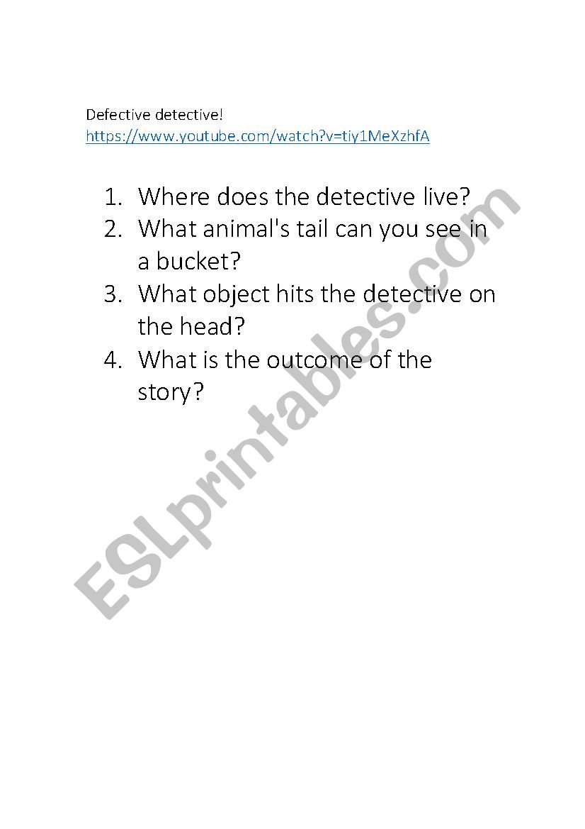 Defective Detective Video worksheet