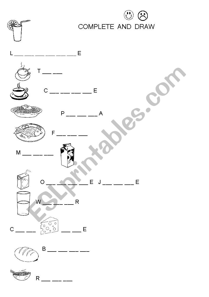Complete and draw  worksheet