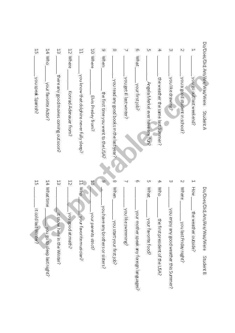 am/is/are/DO/DOES worksheet