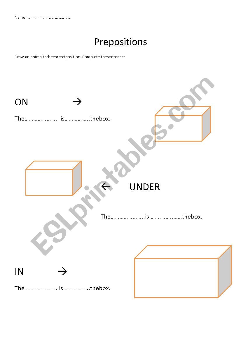 Prepositions worksheet for kids