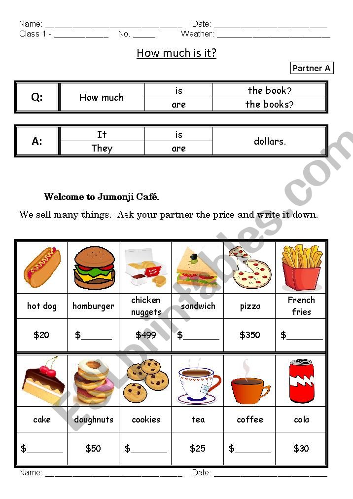 How Much Is It ESL Worksheet By ClanPsi