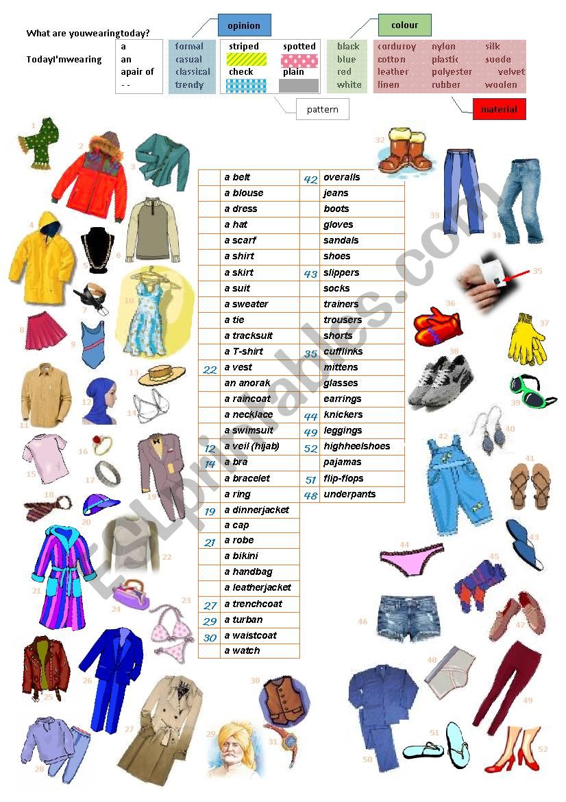 What are you wearing today? - ESL worksheet by Antonio Oliver