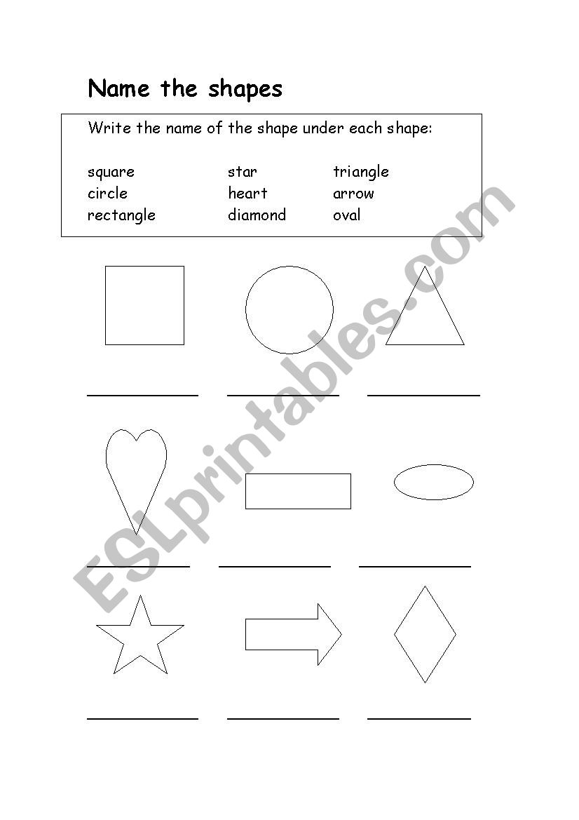 shape names esl worksheet by brenteu