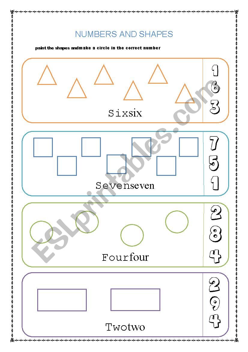 shapes and number worksheet