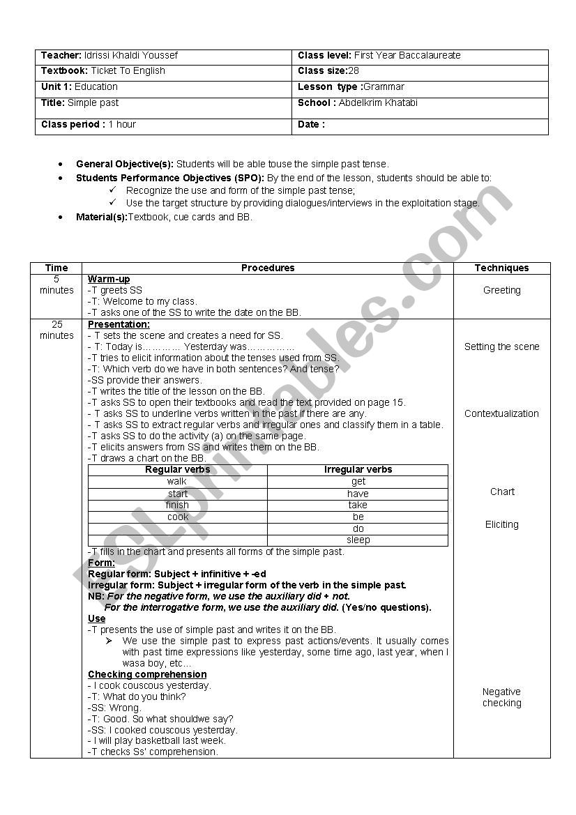 ticket english first year baccalaureate