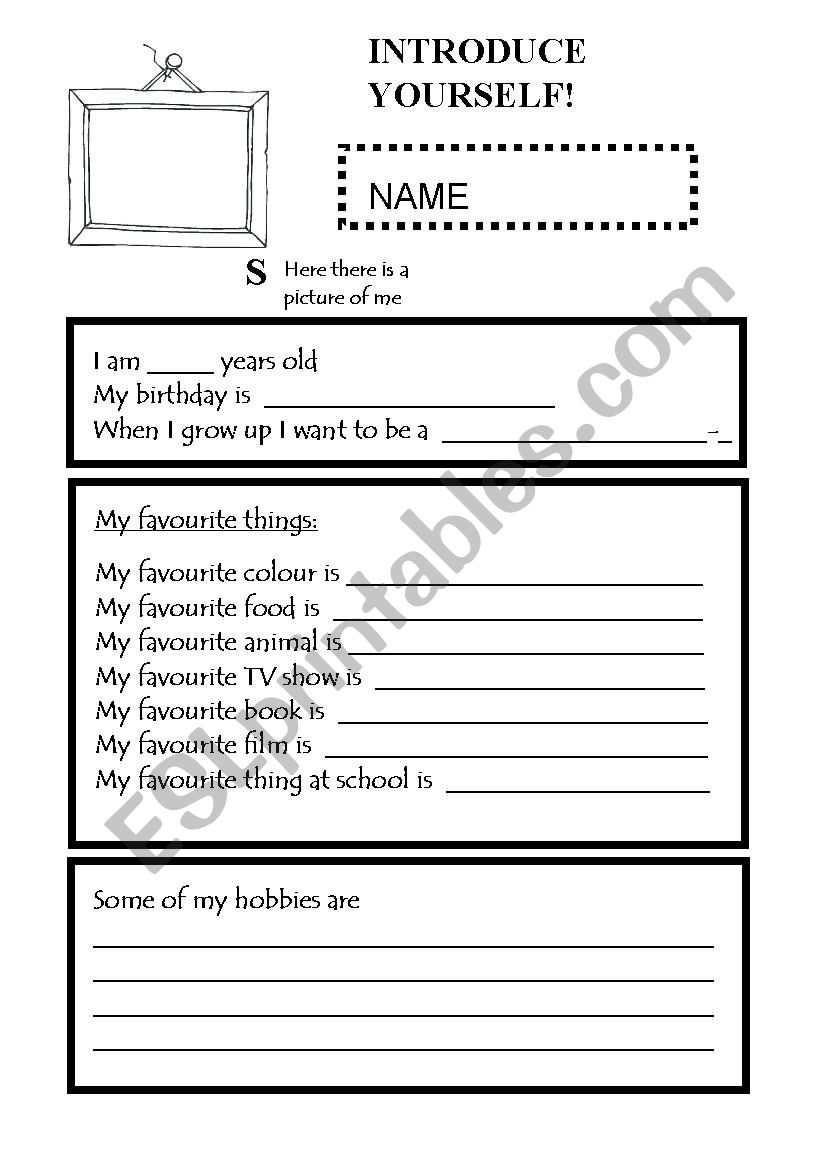 Introduce Yourself worksheet