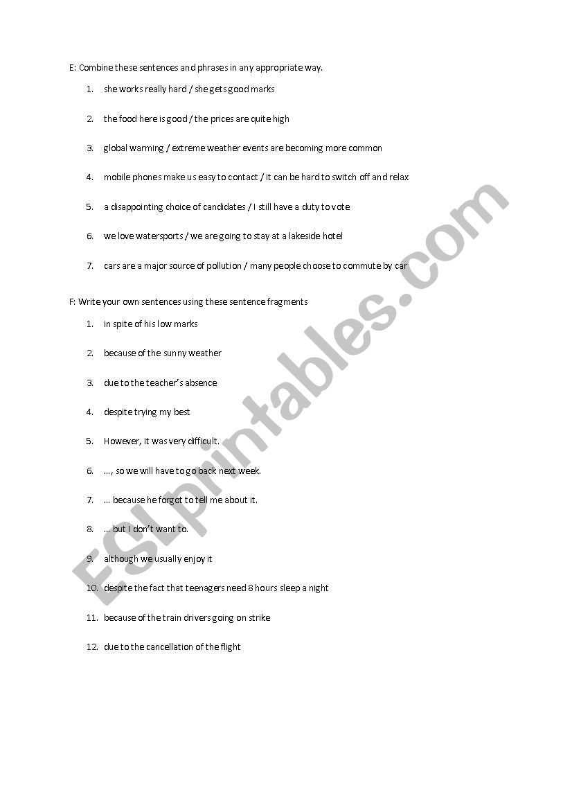 reformulation exercises english pdf