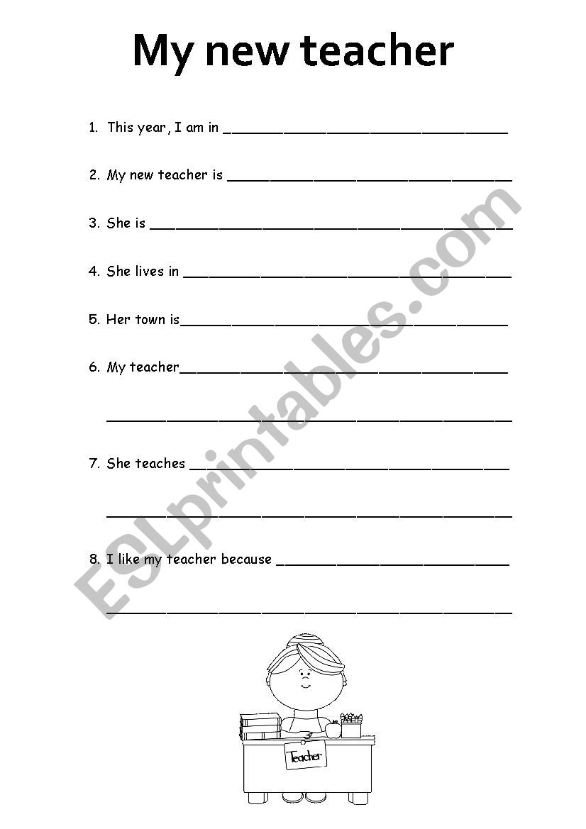 My new teacher worksheet