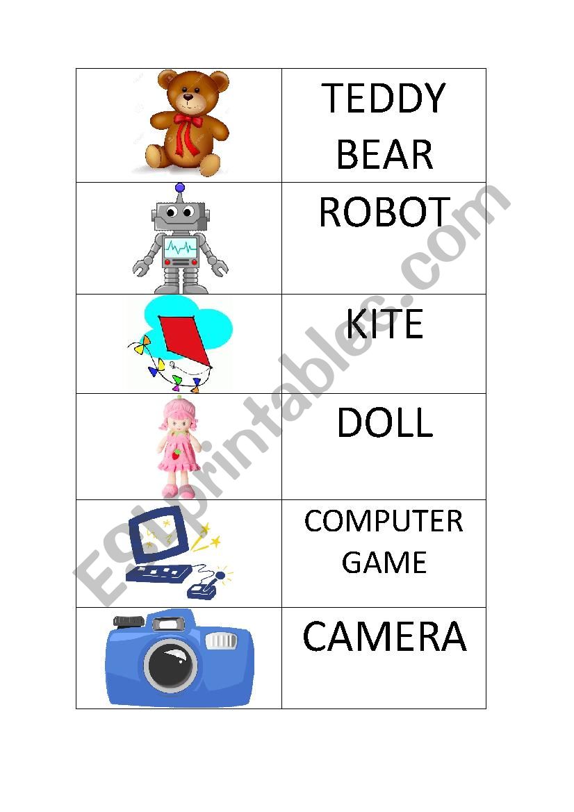 Toys Memory Game worksheet