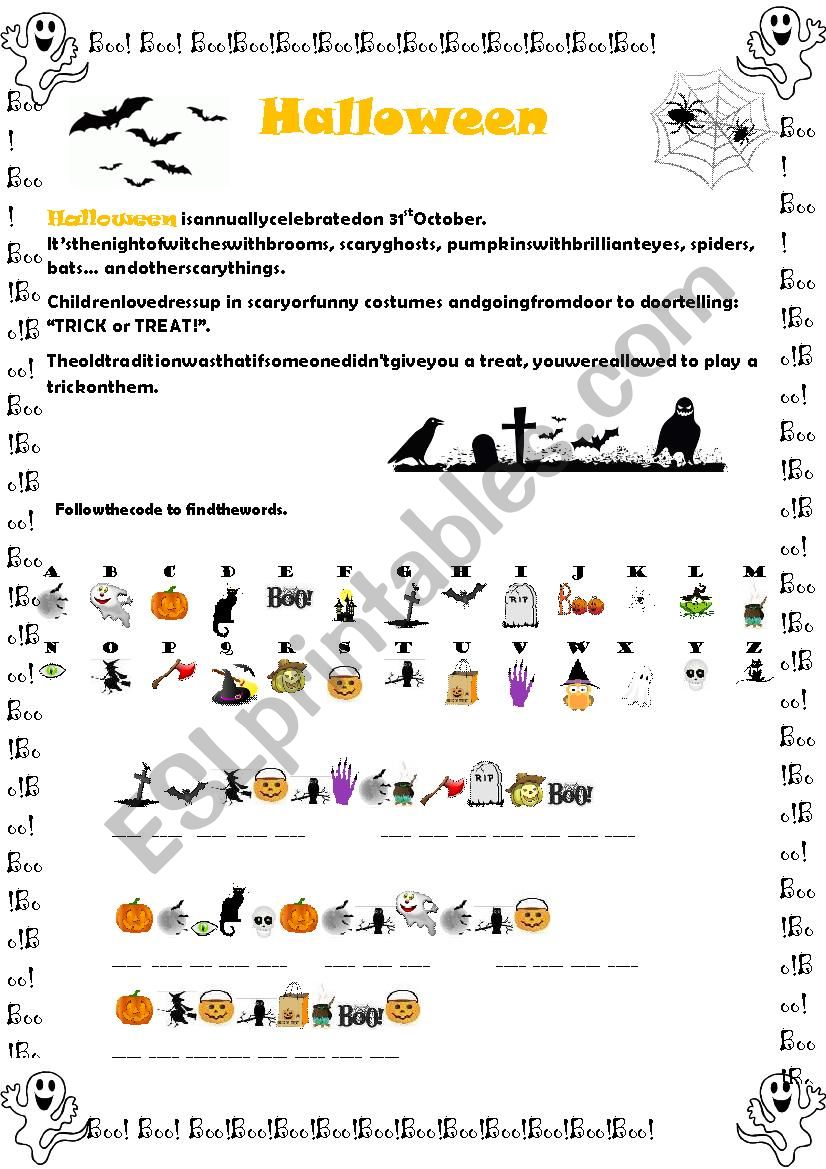 Halloween Code worksheet