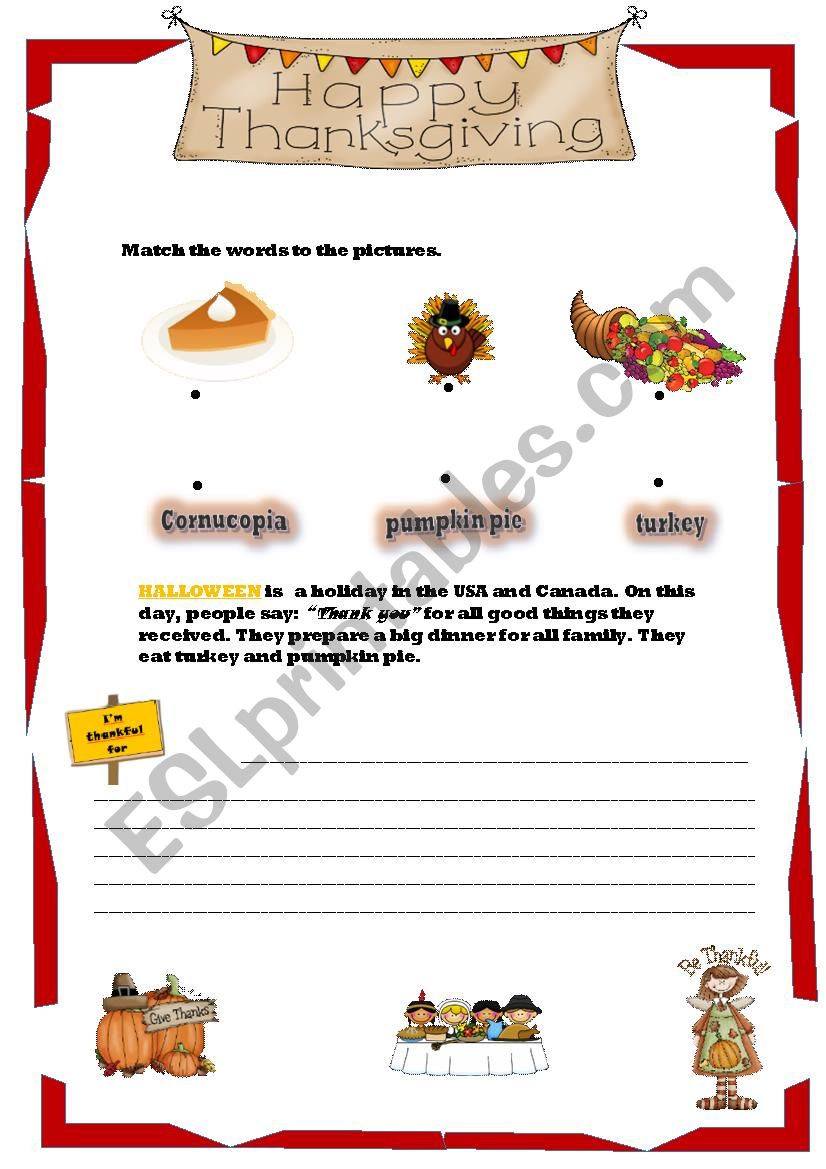 Thanksgiving worksheet