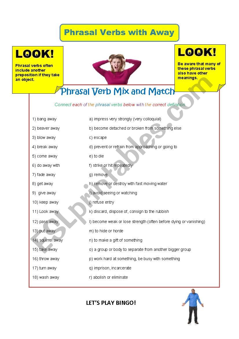 Phrasal Verbs with Away worksheet