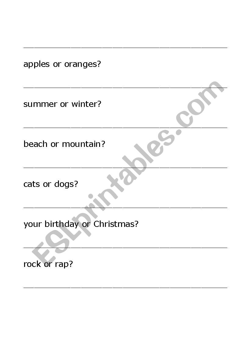 This or That? worksheet