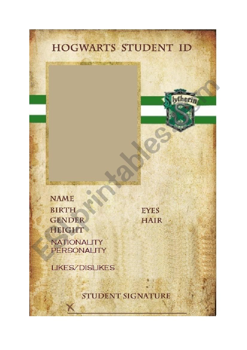 Harry Potter Student Card - Slytherin