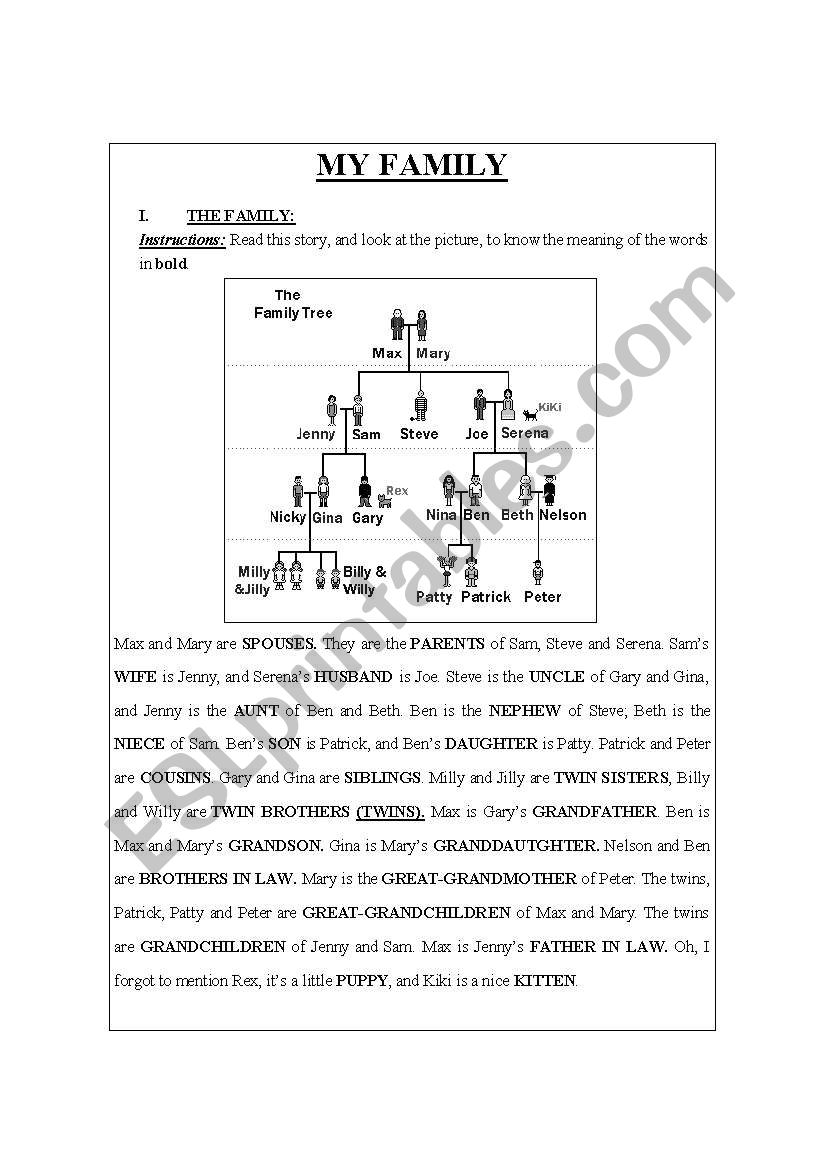 MY FAMILY worksheet
