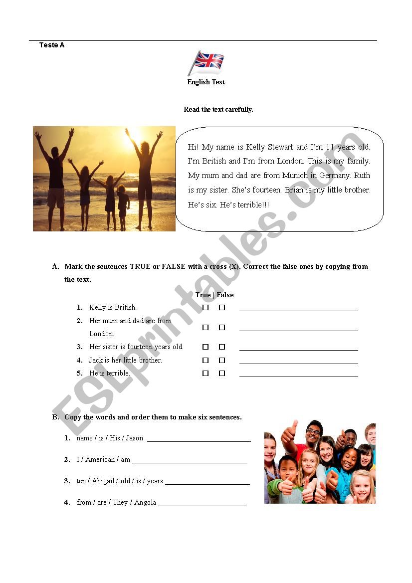 English Test worksheet