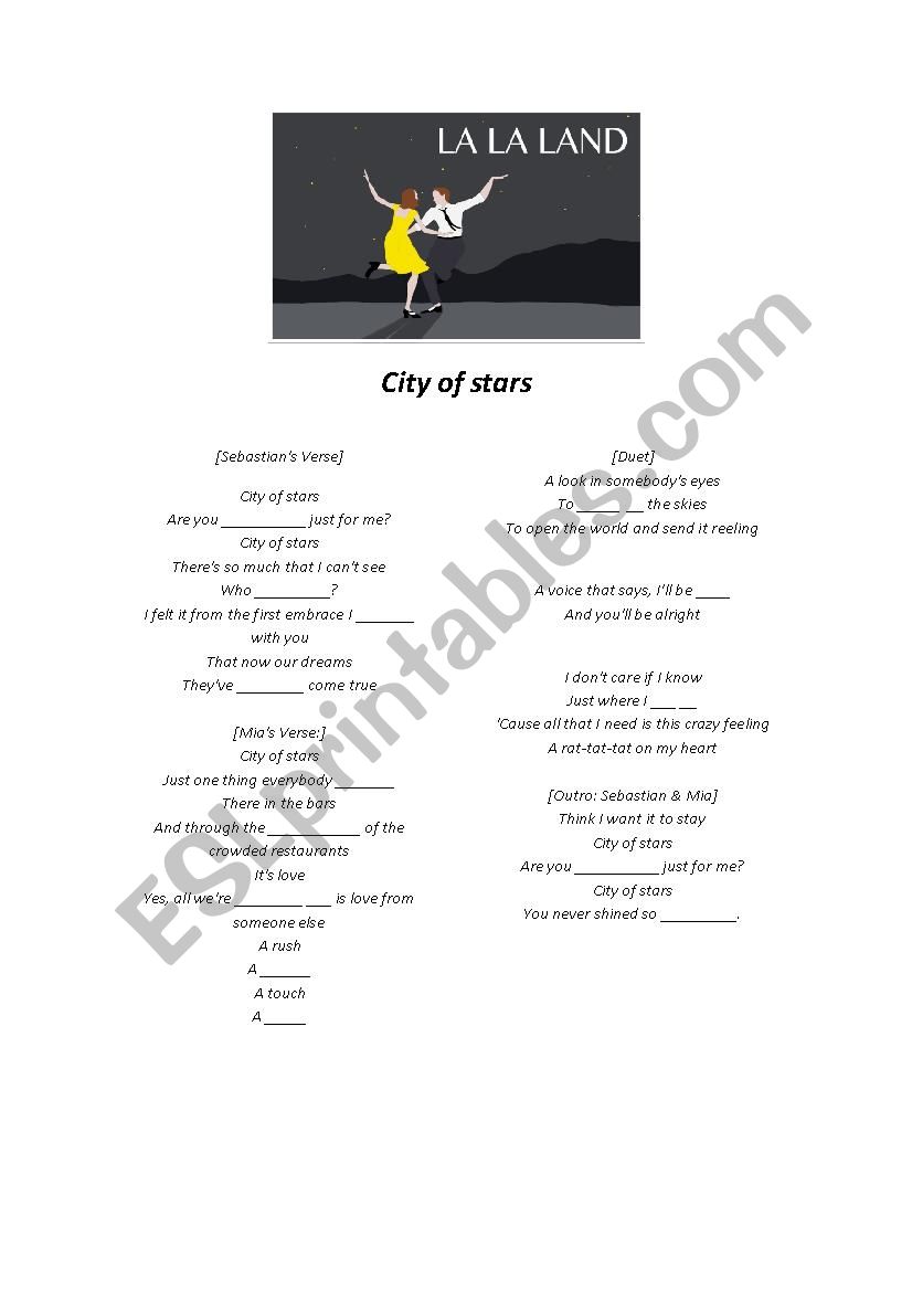 City of stars worksheet