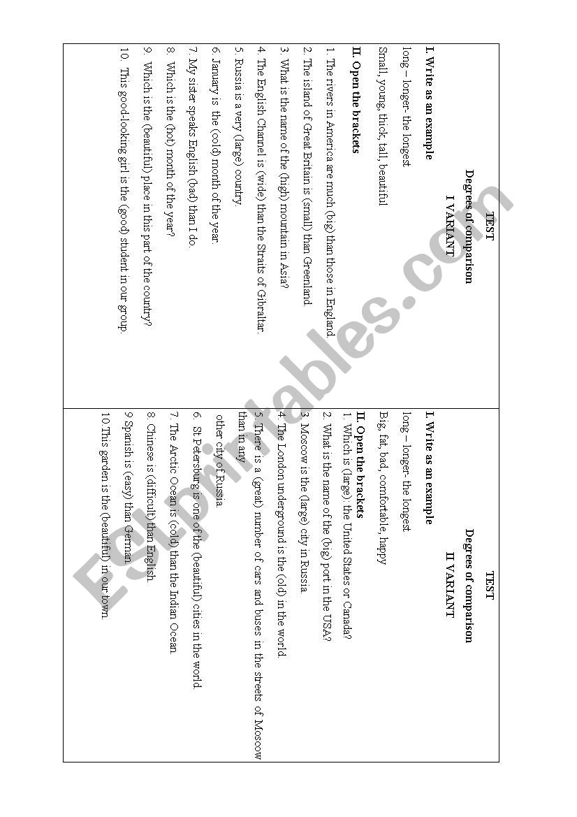 Adjectives worksheet