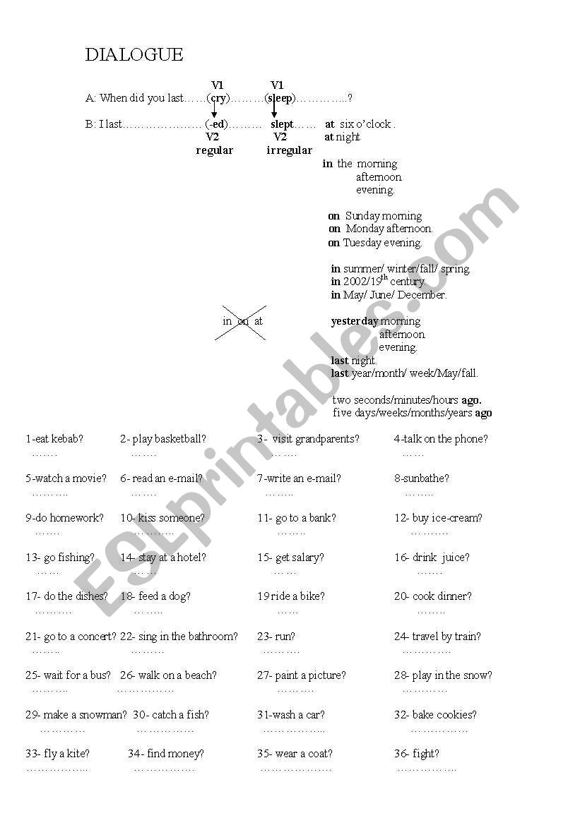 simple past interrogative worksheet