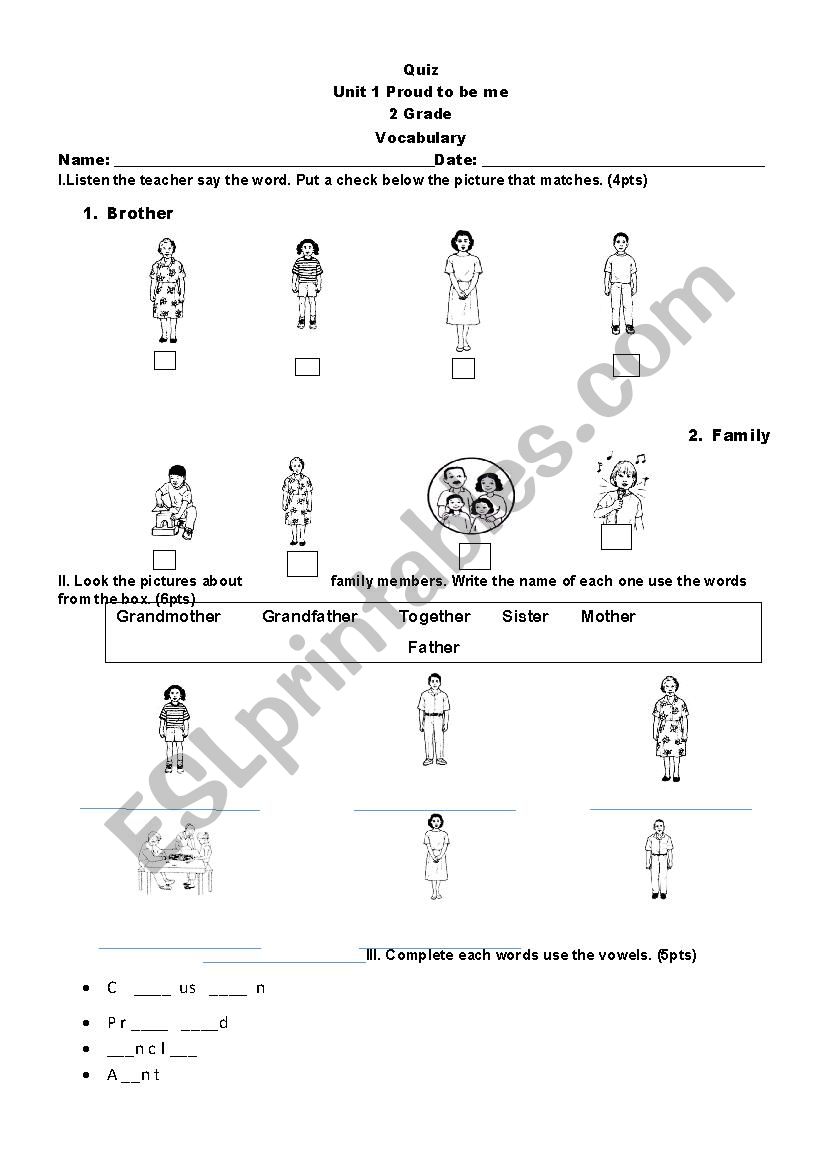 The Family worksheet