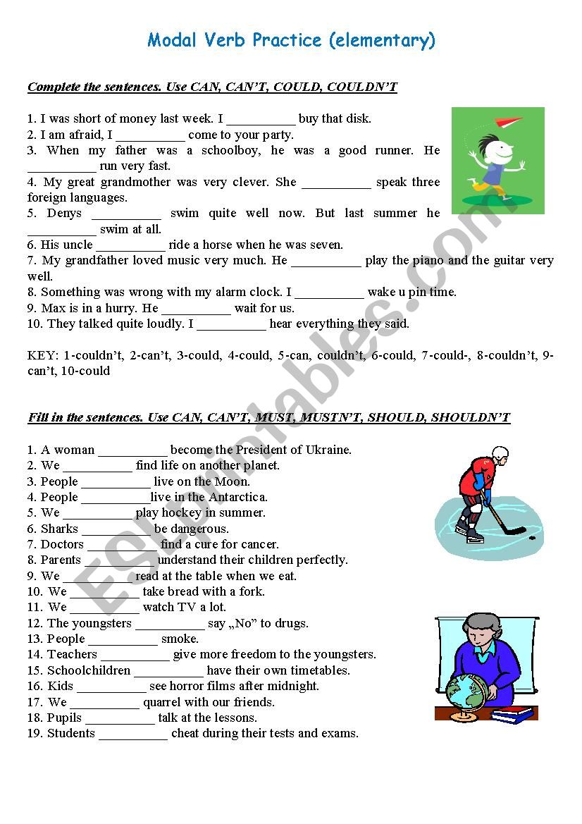 Modal verbs worksheet