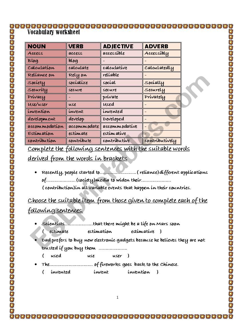 Derivations worksheet worksheet